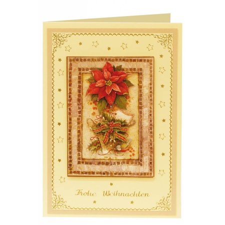 BASTELSETS / CRAFT KITS: Cartes de Noël Set: feuilles Die 3D coupées, poinsettia, dont 4 cartes doubles