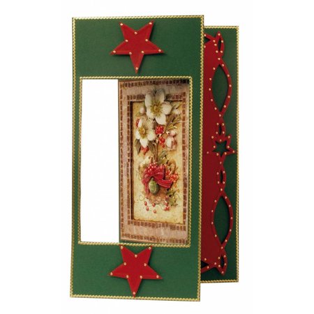 BASTELSETS / CRAFT KITS: Christmas Cards Set: 3D Die cut sheets, poinsettia, including 4 double cards