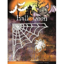 Stampen en Embossing stencil, Yvonne Creations, Halloween Spinneweb