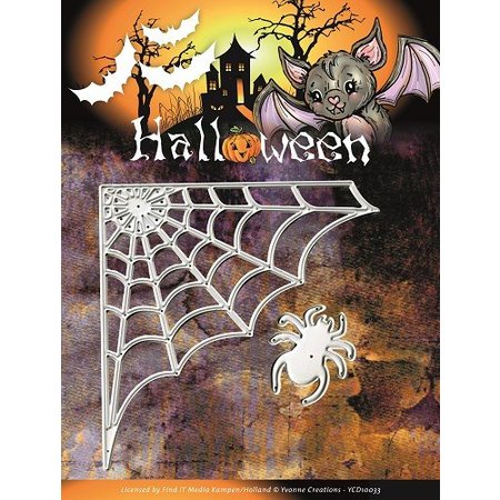 Yvonne Creations Estampado y Repujado plantilla, Yvonne Creaciones, Web de araña de Halloween