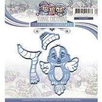 Découpe et pochoirs de gaufrage, oiseau mignon avec un foulard et un chapeau, prêt pour l'hiver!