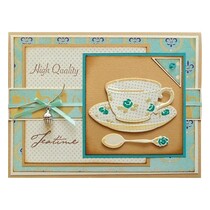 Corte e de estampagem estênceis, de café, pires e colher