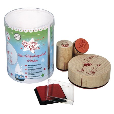 Stempel / Stamp: Holz / Wood SPECIAL EDITION: Mini houten stempel set "Shining Stars"