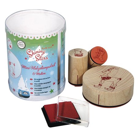 Stempel / Stamp: Holz / Wood SPECIAL EDITION: Mini wooden stamp set "Shining Stars"