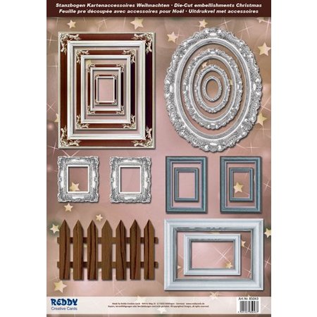 Embellishments / Verzierungen Die cut sheets Picture Frames, with silver, 17 parts