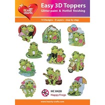 3D ponsen motieven Bastelset: "Kikkers", 1 set = 10 verschillende 3D motieven!