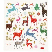 Self-adhesive foil stickers with great Christmas motifs "reindeer" and glitter effect