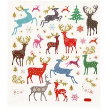 Selvklæbende folie klistermærker med store julemotiver "rensdyr" og glitter effekt