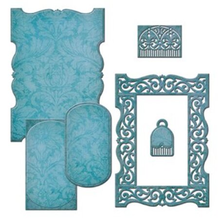 Spellbinders und Rayher Coupe et gaufrage pochoirs, cadre décoratif en filigrane