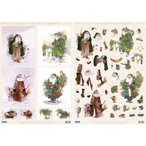 3D fogli Die tagliati + arco background, Santas con gli animali