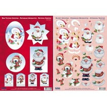 3D Die cut sheets Christmas, 4 different motives for the design of 4 cards