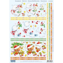 3D Die cut sheets "Christmas", 3 different bears motifs for designing 3 cards