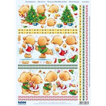 3D Die feuilles coupées "Noël", 3 ours différents motifs pour la conception de cartes 3