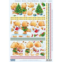 3D Die cut sheets "Christmas", 3 different bears motifs for designing 3 cards