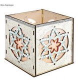 Objekten zum Dekorieren / objects for decorating Bastelset titular tealights de madeira, com motivo da estrela, 9,5x9,5x10cm, com 15 estrelas