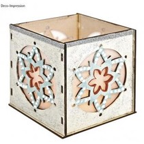 Wooden Bastelset tealights holder, with star motif, 9,5x9,5x10cm, with 15 stars