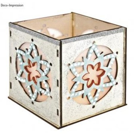 Objekten zum Dekorieren / objects for decorating Tealights legno supporto Bastelset, con motivo a stella, 9,5x9,5x10cm, con 15 stelle