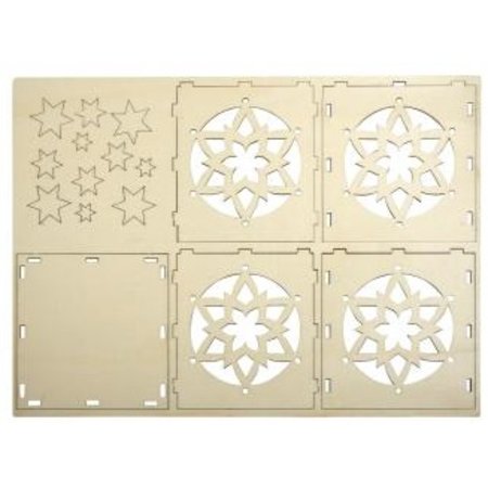 Objekten zum Dekorieren / objects for decorating Tealights legno supporto Bastelset, con motivo a stella, 9,5x9,5x10cm, con 15 stelle