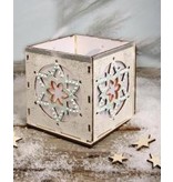 Objekten zum Dekorieren / objects for decorating Bastelset titular tealights de madeira, com motivo da estrela, 9,5x9,5x10cm, com 15 estrelas