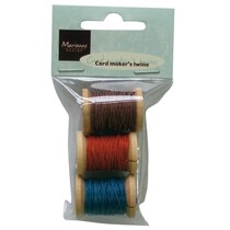 3x Twin op mini houten haspel, 3 kleuren