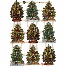 Traditionele kladjes met mooie drukmotief: Vintage Kerstbomen