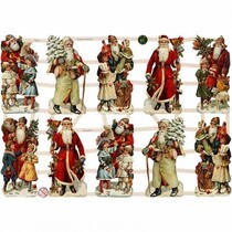 Traditionele kladjes met mooie drukmotief: Vintage Santas