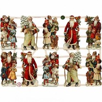 Traditionelle glansbilleder med smukke print motiv: Vintage Santas