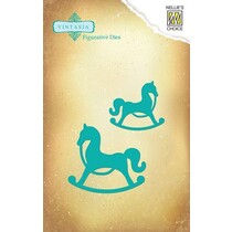 Skæring og prægning stencils Vintasia dyr, 2 heste Schauckel