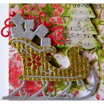 Cutting and embossing stencils Christmas sleigh with gifts