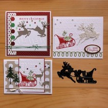 Cutting and embossing stencils, reindeer with sleigh