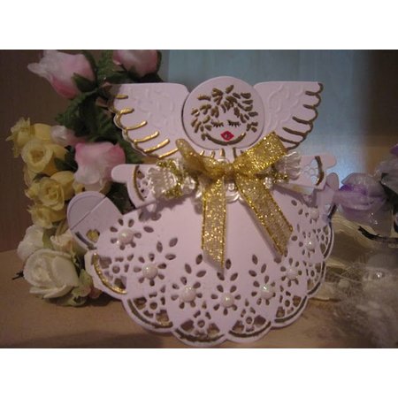 Marianne Design Preging og Schneideshablone, Craftables mal "Angel med Banner" CR1233