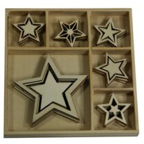 Wood Ornament Box, Star 30 dele