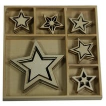 Wood Ornament Box, Star 30 dele