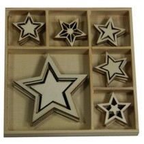 Wood Ornament Box, Star 30 deler