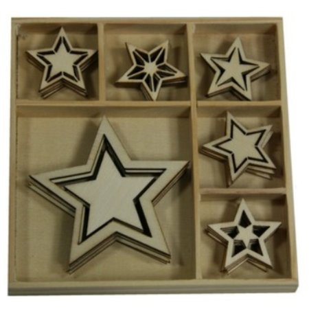 Objekten zum Dekorieren / objects for decorating Ornamento de madeira da caixa, Star 30 partes