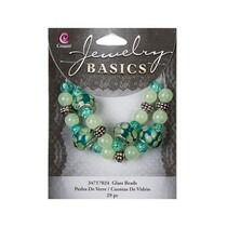 Glass Mixed Bead Strand - Teal/Green (29pcs)