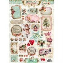 3D die cut ark A4, Shabby chic, julemerker / Tilhengere Studio Lys
