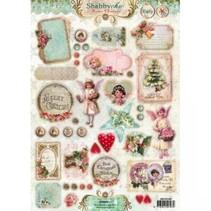 3D die cut sheet A4, Shabby chic, Christmas labels / Trailers Studio Light