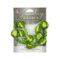 Glass Mixed Bead Strand - Green (13.5ins)