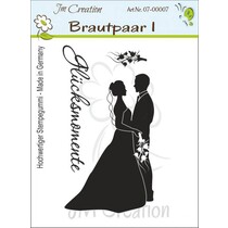 Timbro di gomma, i novelli sposi con il testo: Happy Moments