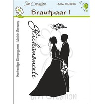 Rubber stamp, Newlyweds with Text: Happy Moments