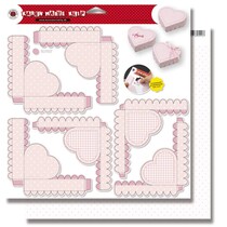 Herzschachteln Baby, Stanzbogen rosa