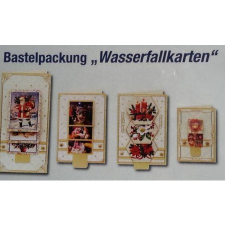 Exlusiv Bastelset A zur Gestaltung von 4 Wasserfallkarten mit schöne Weihnachtsbilder