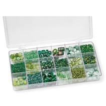 Assortimento di perline di vetro, verde