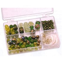 Perle di vetro verde Schmuckbox assortimento