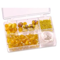 Schmuckbox glazen kralen assortiment geel