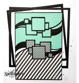 Spellbinders und Rayher Stempling og prægning stencil, Spellbinders, grænse med firkanter
