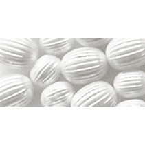 Grooved beads, white, 8mm