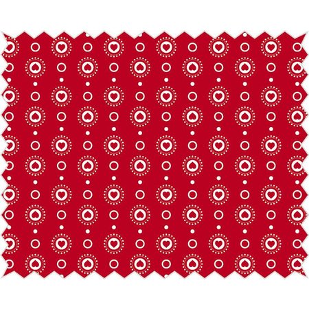 Tante Ema Cotton fabric: Classic Red Heart Garland,