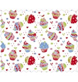 Tante Ema Le tissu en coton: tarte au sucre rouge classique,